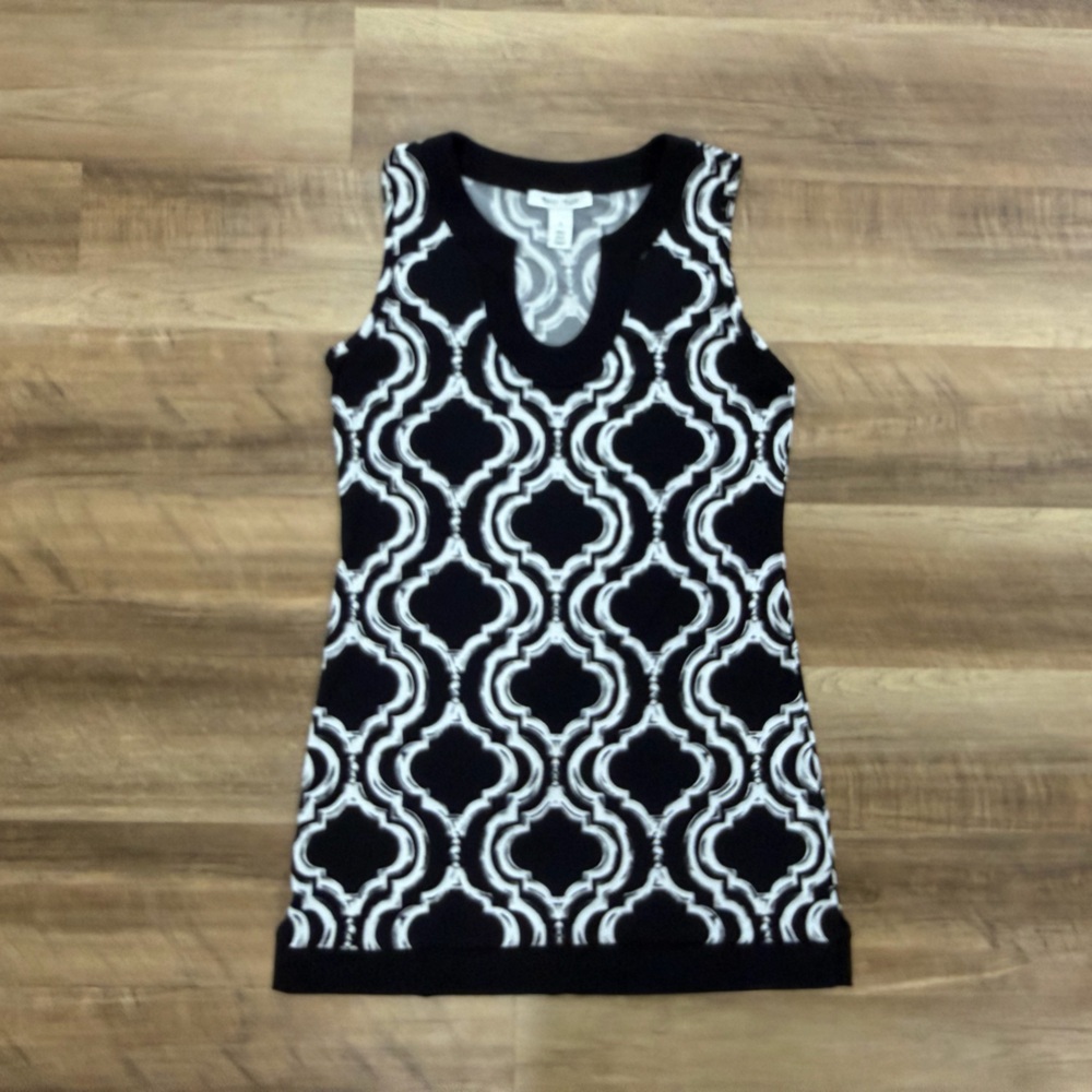 White House Black Market Monochrome Patterned Dress